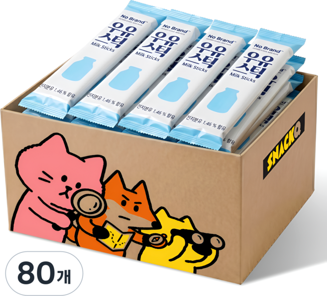 노브랜드 과자, 80개, 우유스틱
