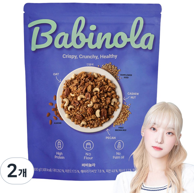 마로셀 저당 고단백 무가당 그래놀라 시리얼 다이어트 아침 식사대용 히밥메이드 바비놀라, 2개, 300g