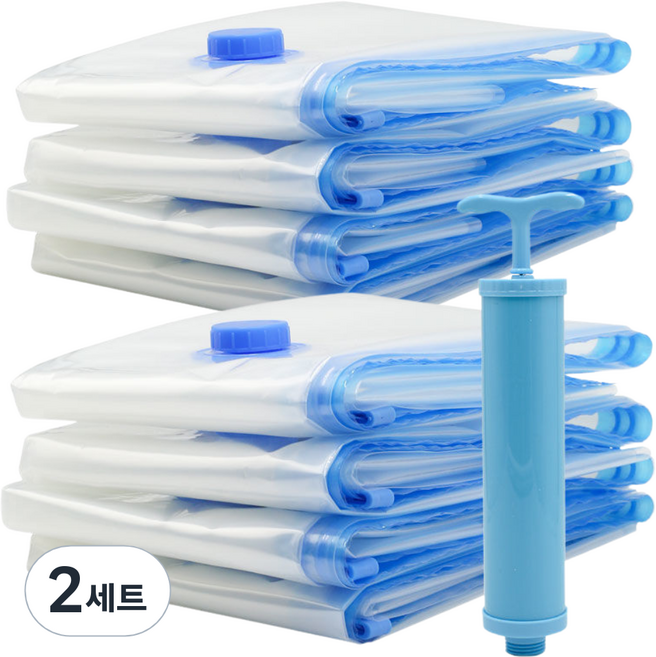 Mirsh 청소기 필요없는 진공 압축팩 펌프 포함, 2세트, 8개입