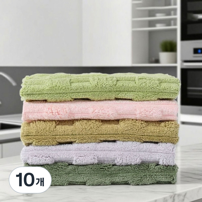 키친9단 다용도 흡수력 좋고 도톰 두꺼운 극세사 대나무 행주 색상랜덤 5장, 10개