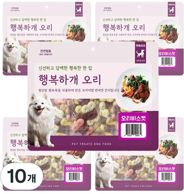 펫트리츠 강아지 행복하개 육포, 오리비스켓, 300g, 5개 - 쿠팡
