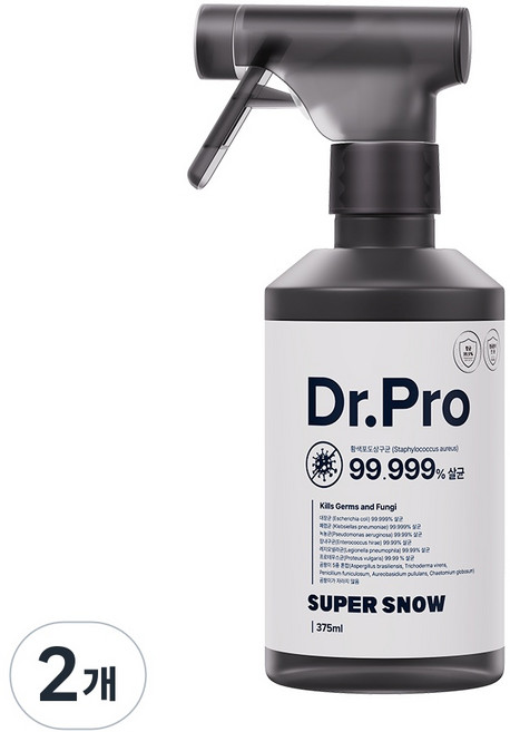 [슈퍼스노우] 닥터 프로(Dr. Pro) 스프레이 소독 세균 바이러스 살균 항균 화장실 에어컨 냄새 제거 곰팡이 방지제 억제 베란다 벽면 결로 물때 욕실 신발 무좀 발냄새 탈취제, 375ml, 2개