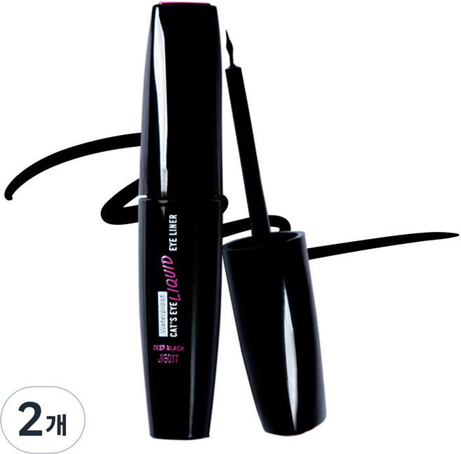 지고트 캣츠아이 워터프루프 리퀴드 아이라이너 (딥 블랙), 딥블랙, 2개