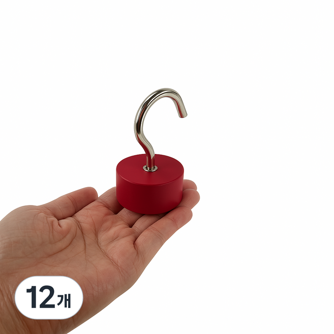 마니코 고무 초강력 고리 자석 네오디움 45mm 25T 공구 화물차 걸이용 붉은 고무, 12개