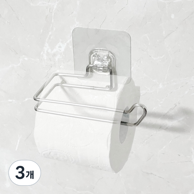 올지 무타공 휴지걸이 심플 호텔 접착식, 실버, 3개