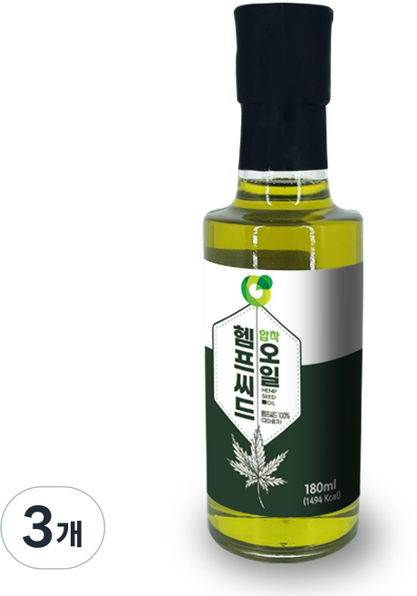 맛뜨락 저온압착 햄프씨드오일 100% 캐나다산 대마종자유 180ml, 3개