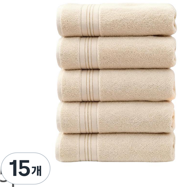 호텔수건 무형광 프리미엄 데일리 순면 32수, 15개, 아이보리