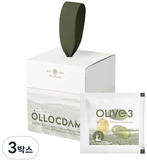올록담 올리브3 EVOO 지중해 올리브오일 캡슐, 3박스, 30정