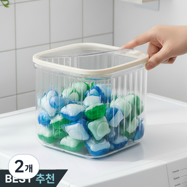 메종드닷 깔끔세탁실 습기방지 캡슐세제 보관함, 투명, 2개