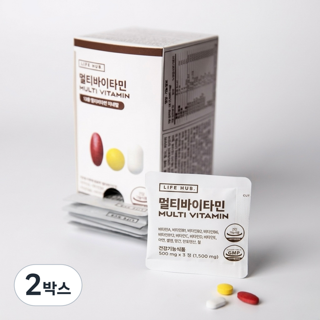 라이프허브 올인원 멀티바이타민 13종 미네랄 30포 (30일분), 2박스, 30정