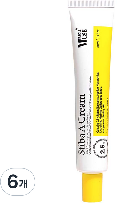 미라클뮤즈 스티바 A 크림 2.5% ( 약국 레티날 비타민 에이 크림 연고X ), 30g, 6개