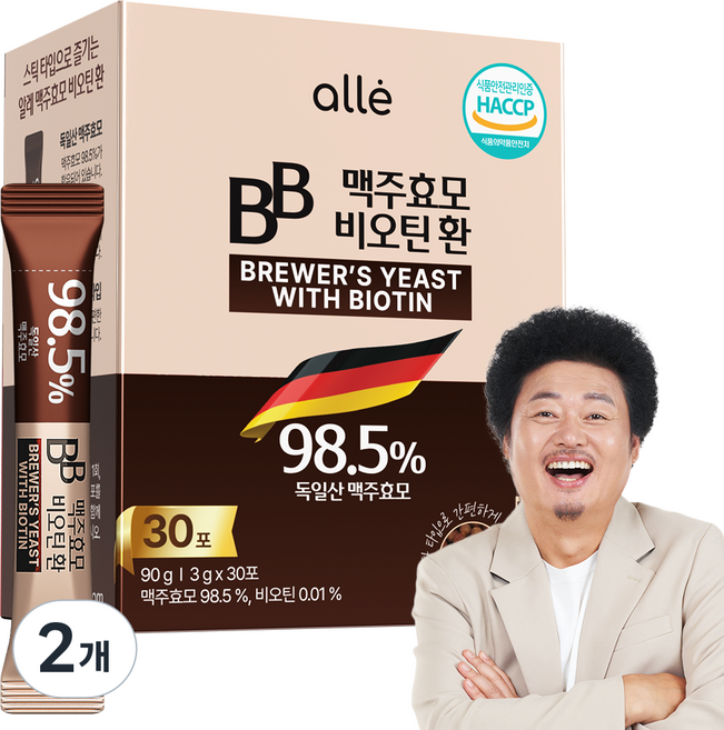 맥주효모 비오틴 환 식약청인증 HACCP 독일 알레 100% 정품, 90g, 2개