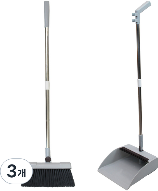 필굿리빙 업소용 빗자루 쓰레받기 세트, 3개, 그레이