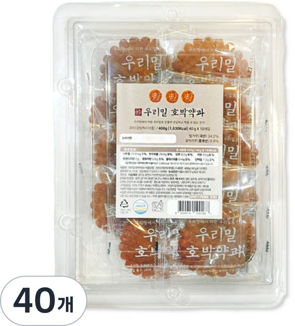 도시곳간 국산밀로 만든 우리밀 호박약과, 40g, 40개