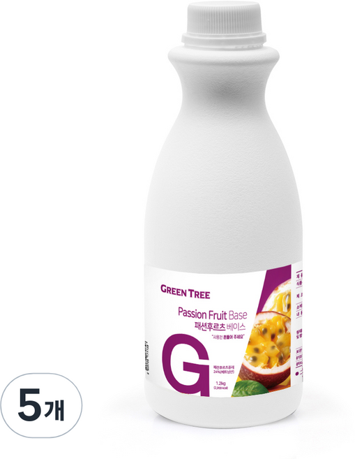그린트리 패션후르츠 에이드 베이스, 5개, 1.2kg