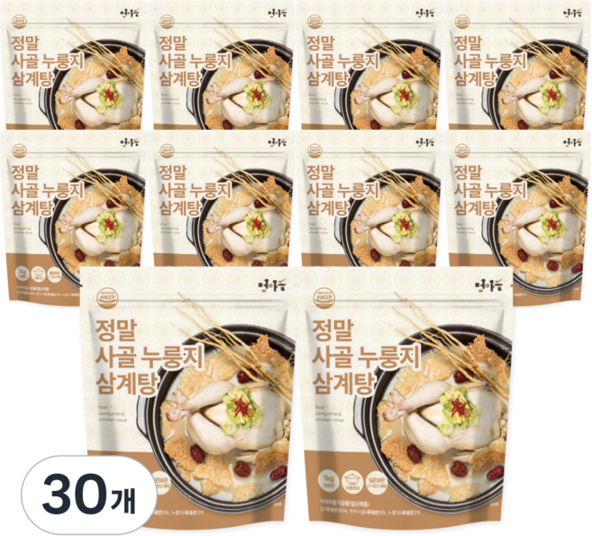 정마을 100% 국내산 한우사골 누룽지 삼계탕 (실온), 30개, 1kg