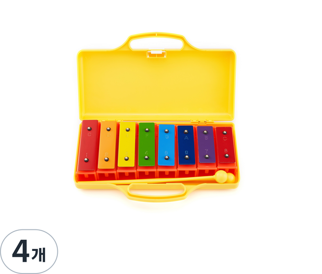 명창 실버스타 공명 실로폰8K(황색)음계분리형 무지개 칼라음판 {실.채포함], 4개, 황색, 8판