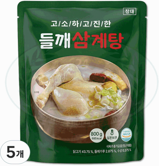차오름 고소하고 진한 들깨삼계탕 레토르트 실온보관 보양식 삼계탕, 5개, 800g