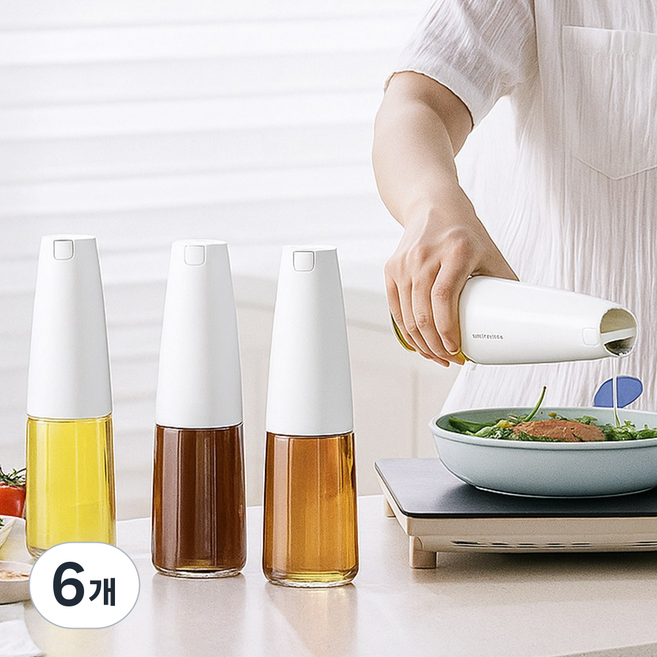 마치홈 자동개폐 글라스 클리어 오일병, 6개, 500ml