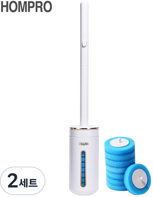 홈프로 KC인증 일회용 변기 크리너 청소 클리너 화장실 변기솔, 화이트, 2세트