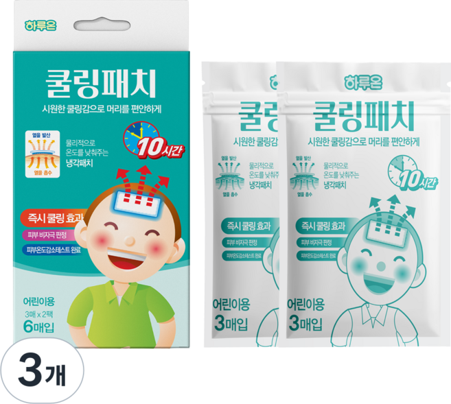 하루온 어린이 쿨링시트 6매입 1팩, 3개