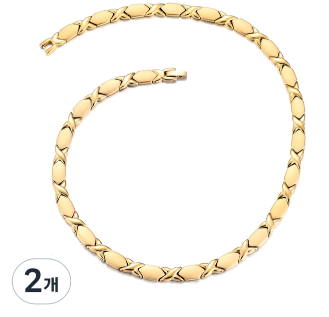 선호그룹 자석목걸이 일본 자석 티타늄 게르마늄 건강 남자 남녀공용 목걸이 스포츠 자기장, 골드, 2개