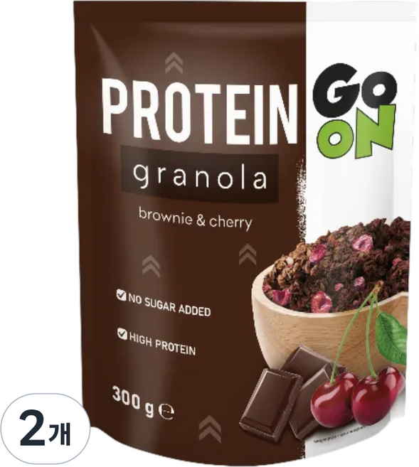 GO ON 저당 프로틴 그래놀라 브라우니앤체리, 2개, 300g