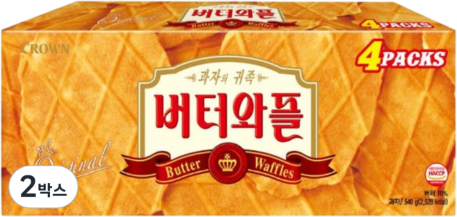 크라운 버터와플 4팩, 540g, 2박스