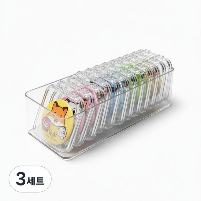 더하임 캔뱃지 보관함 10p 수납박스 세트 굿즈 버튼 팔찌 보관 케이스, 3세트, 75mm