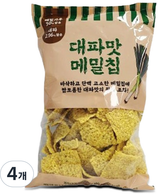 푸드킹 메밀칩(버큇칩) 대파맛, 4개, 160g