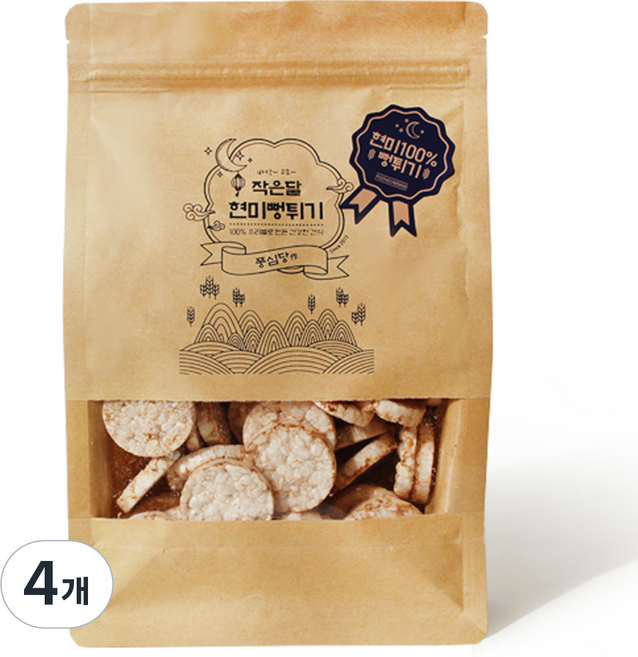 풍심당 국내산 현미 뻥튀기 떡뻥 저당간식 옛날 과자 회사 간식, 4개, 100g