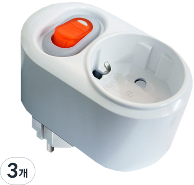 현대일렉트릭 안전한 국내산 절전 개별 1구 멀티탭, 3개, 화이트, 8.2cm