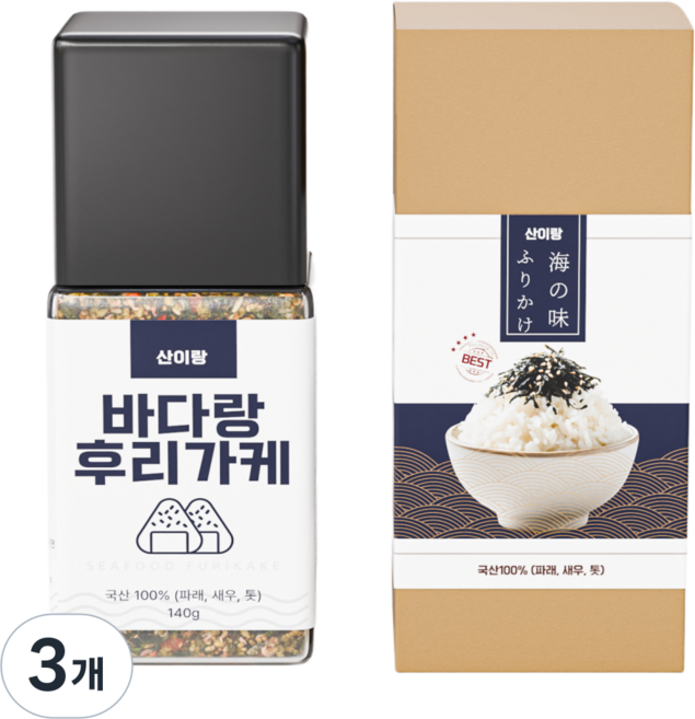오차즈케 김가루 산이랑 바다랑 후리가케, 3개, 140g