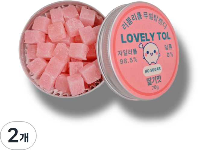 러블리톨 딸기맛 무설탕자일리톨캔디, 2개, 70g