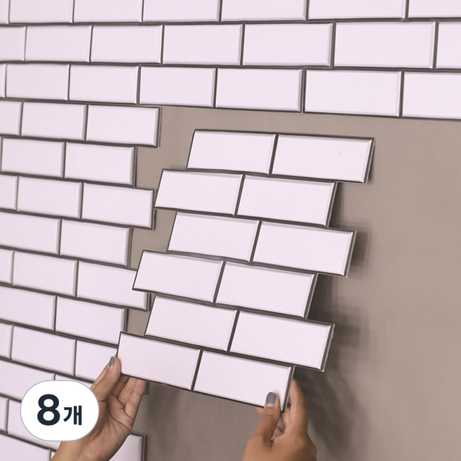 마벨인홈 인테리어 리얼한 벽돌 단열 방음 폼블럭 30cm 세트, 8개, 화이트격자