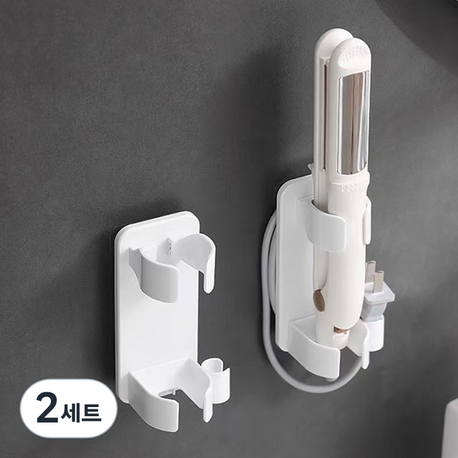 엑스비지 무타공 고데기 거치대 1+1, 2세트, 화이트