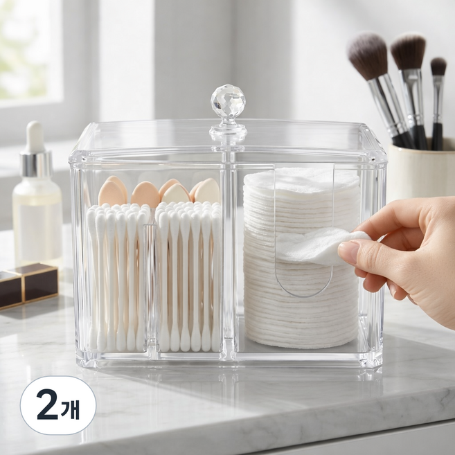 블루온정 위생보관 화장솜 케이스, 2개