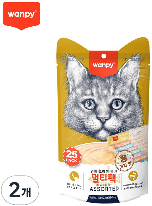 완피 크리미 퓨레 짜먹는 고양이 간식, 350g, 2개, 멀티팩