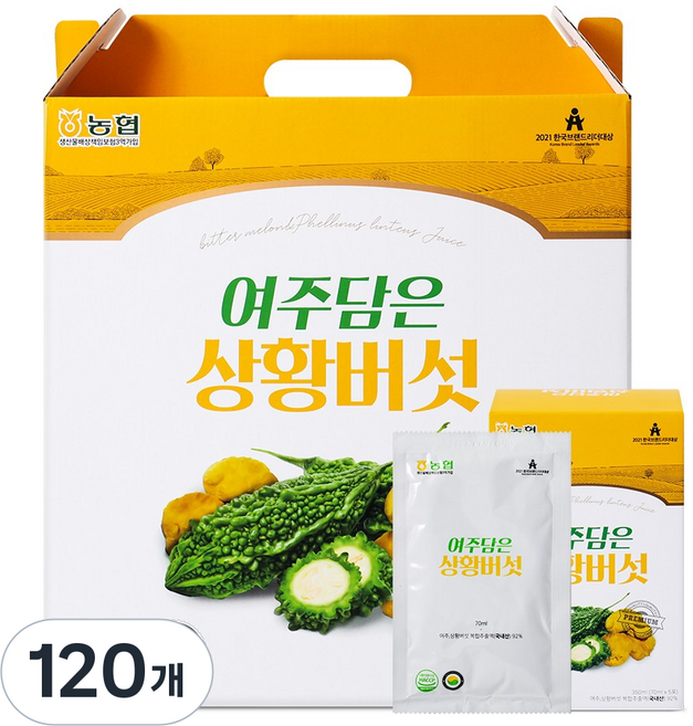 미쁨생활건강 여주 상황버섯 진액, 70ml, 120개