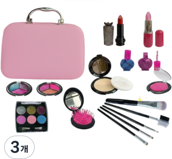 유 아동 장난감 선물 화장놀이 소꼽놀이 메이크업 박스, 3개, 핑크 가방