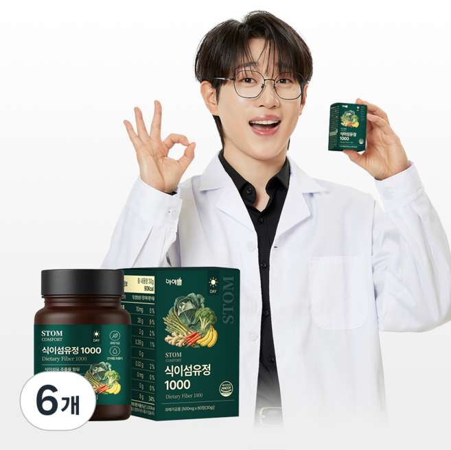 리뉴얼 STOM 스톰 식이섬유정 1000 아야밸, 6개, 60정