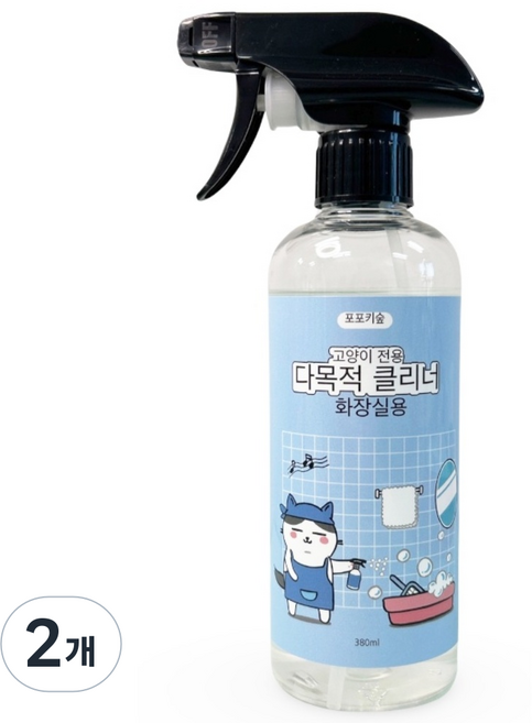 고양이 반려동물 용품 전용 다목적 클리너 포포키숲, 2개, 380ml