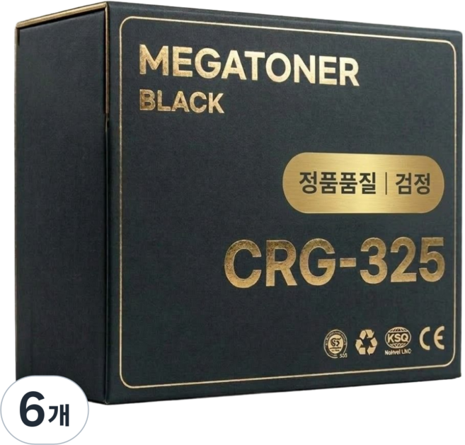 메가 토너 LBP-6033 CRG-325 CRG-313 CRG-312 캐논 호환 재생, 6개, 검정