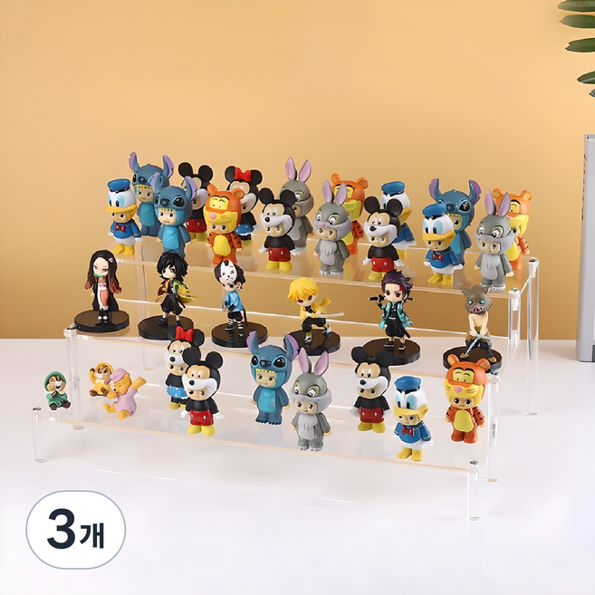 안심가 투명 계단형 아크릴 상품 진열대 3단, 30x10cm, 3개