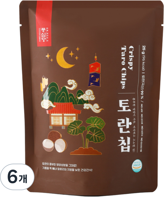 풍심당 국내산 토란칩 저당간식 인기과자 회사 간식, 6개, 25g