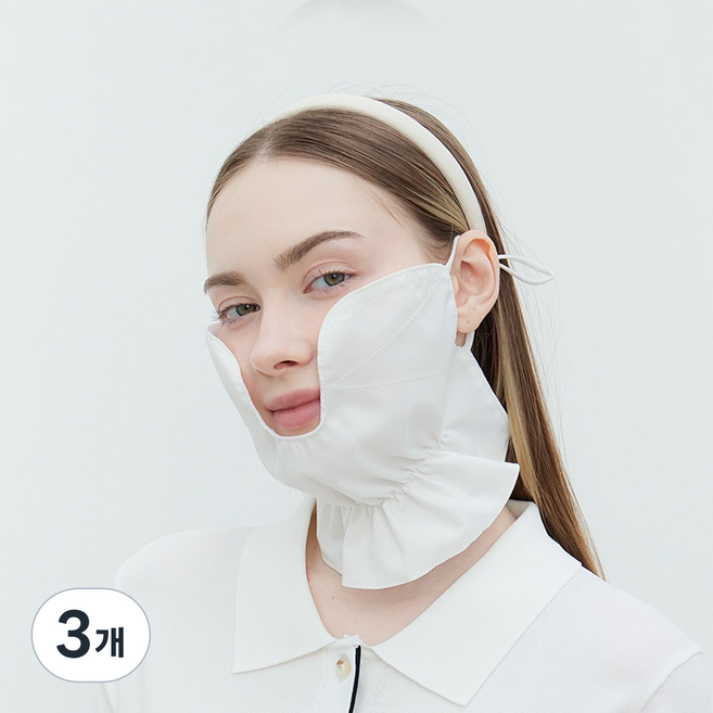 엠엠스포츠 여성 UV차단 국산 안면 햇빛가리개 스포츠 골프 넥가리개 볼마스크, 3개, 화이트