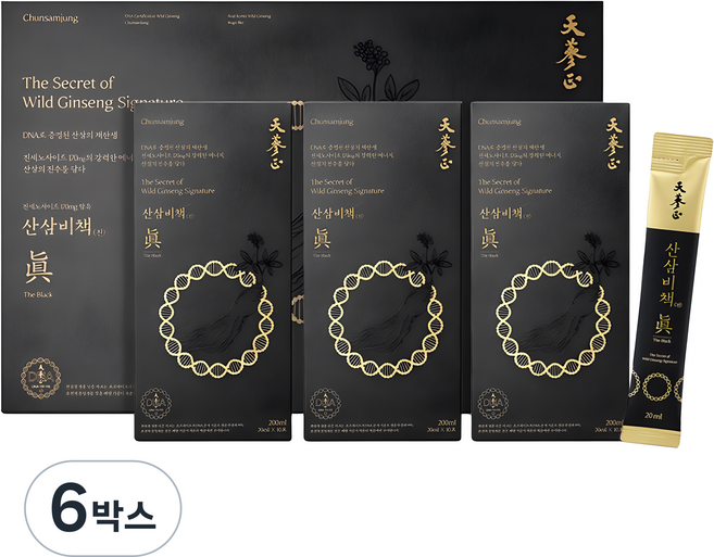고농축 산삼진액 천삼정 산삼비책진 더 블랙, 6박스, 600ml