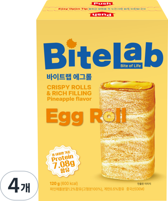 바이트랩 에그롤 어른 간식 개별포장 인기간식 파인애플맛, 4개, 120g
