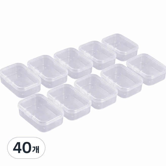 [비모어드] 10개 세트 다용도 미니 케이스 PP 플라스틱 5.5cm 4cm 2cm 악세사리 소품정리함 전자부품 피스 공구 탑로더 샘플 약통 수납 자구 씨앗 가차 스티커 보관함, 40개, 단일 사이즈 투명