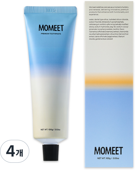 모밋 충치 예방 치약 유기농 천연 계면활성제 온가족용, 100g, 4개